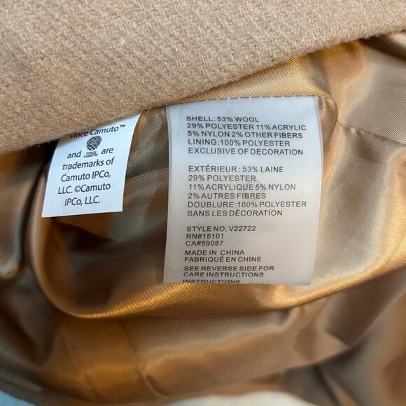 Vince Camuto Camel Wool Coat L NWT | Chain Detail Stand Collar Overcoat - Picture 8 of 10